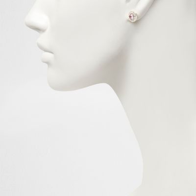 Pink October birthstone stud earrings